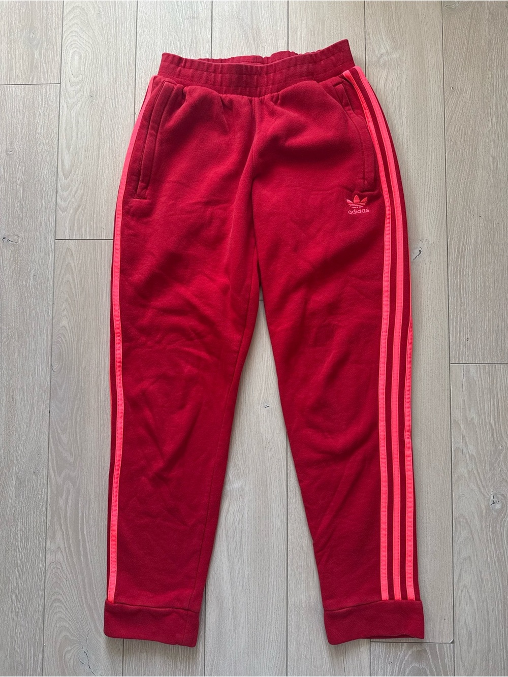 Adidas Originals Fleece Sweatpants Joggers Red & Bright Pink Women’s Size Small
